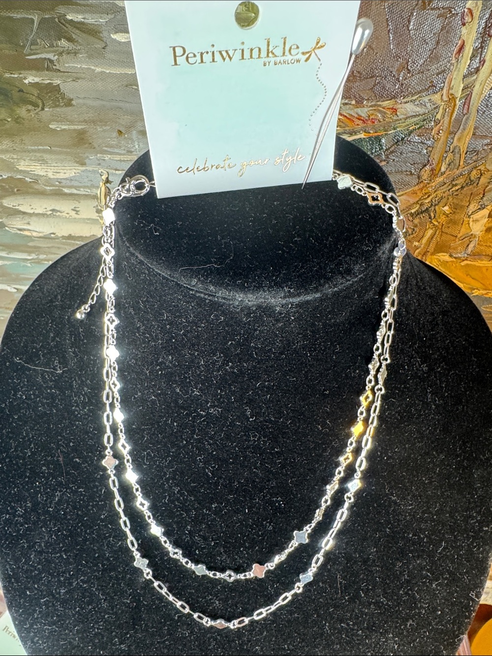 0828-periwinkle by Barlow 16" L- Layered Silver Chain Necklace -‎ Silver